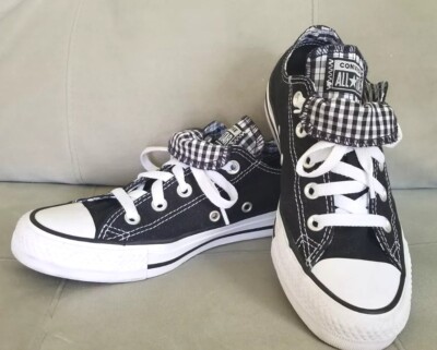 Converse All Stars Black Double Tongue Low Tops Women's EUC Classic  Chucks