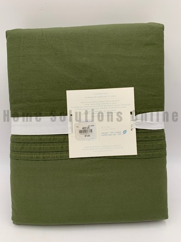 Pottery Barn Kids Enzyme Washed Percale Duvet Cover Olive Green Twin #A1342 - Picture 3 of 5