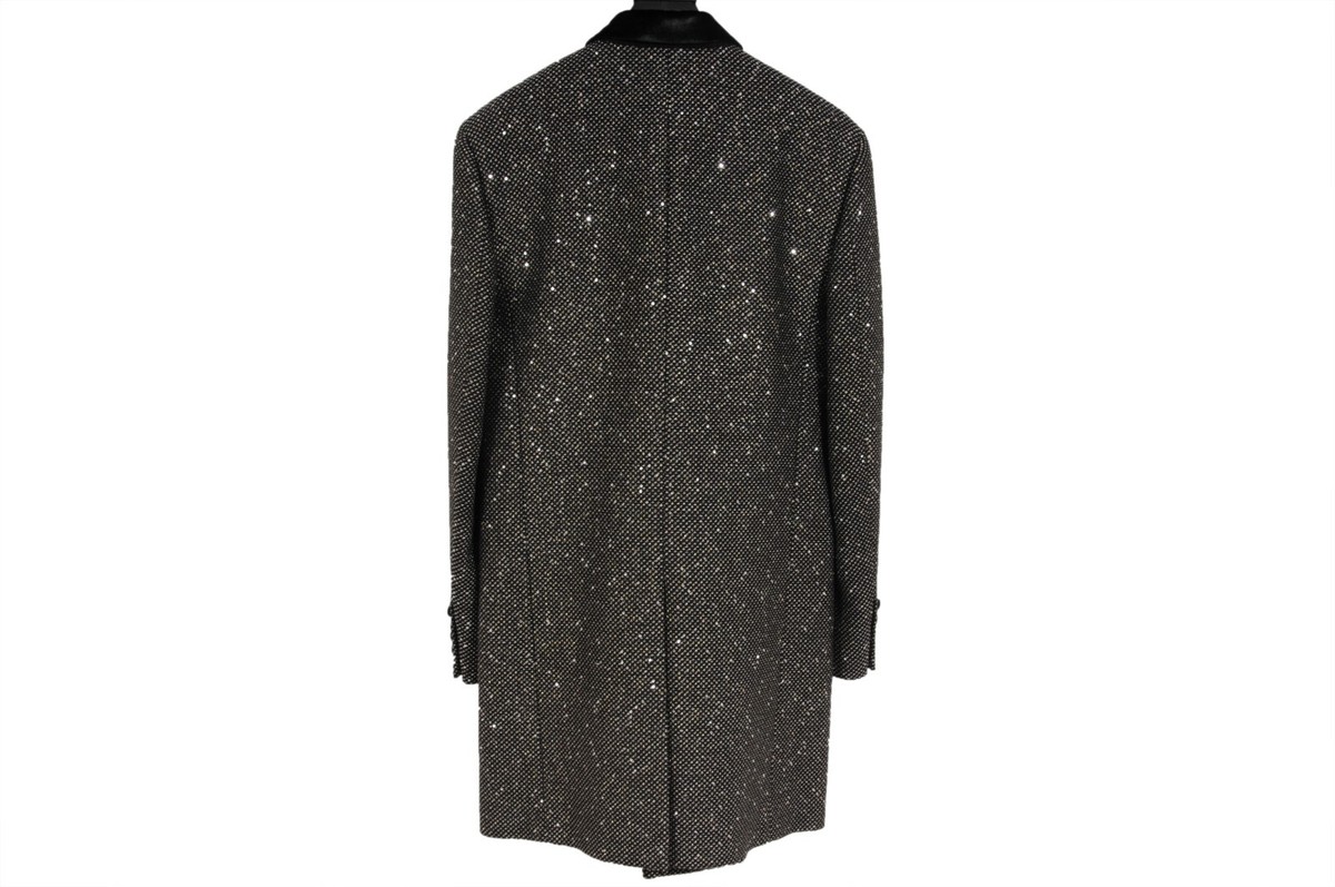 Saint Laurent Mens Single Breasted Sequin Overcoat US XL IT Saint Laurent Mens Single Breasted Sequin Overcoat US XL IT