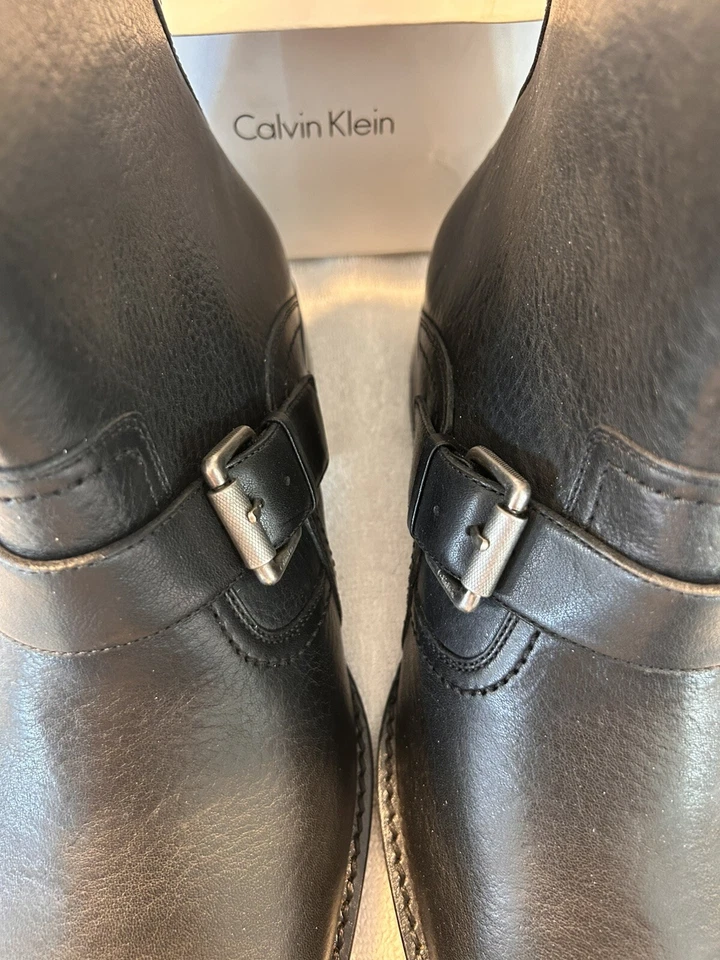 Hombres Raro Hallazgo - Bota Negra Calvin Klein Moto Hebilla - Nueva Talla 11m Foto 3 de 4