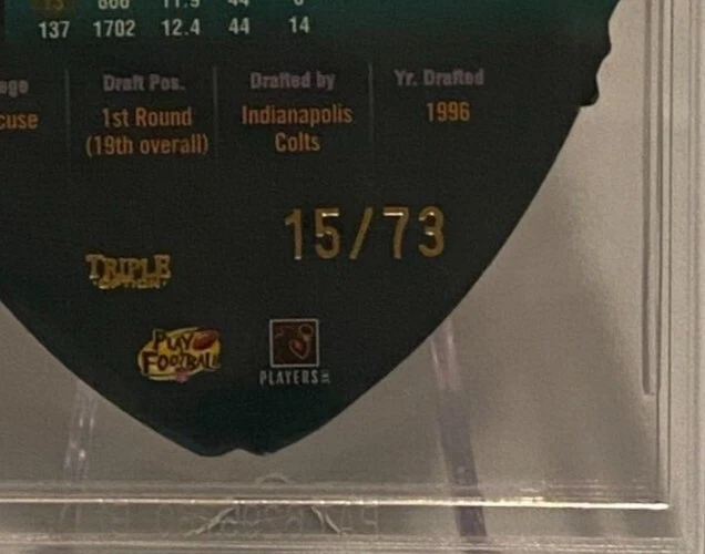 1998 Playoff Contenders | Leather Gold | Marvin Harrison | SSP #'d /73 BGS 8.5 - Image 3 of 4