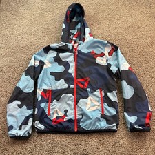 Reebok Jacket Boys Extra Large Blue Camouflage Camo Windbreaker Full Zip Kids