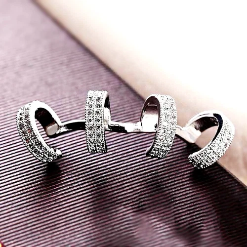 18K White/Rose Gold Filled Made With SWAROVSKI Crystal Pave Set Ear Cuff Earring