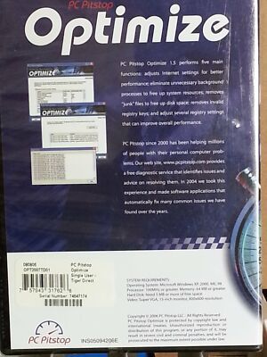 2006 Pc Pitstop Optimize 1.5 for Windows Xp, 2000, Me and 98 | eBay