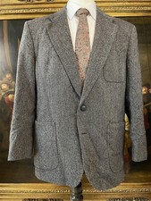 VTG Stafford 44R USA MADE Gray Fleck Tweed Leather Button Elbow Patch Sport Coat