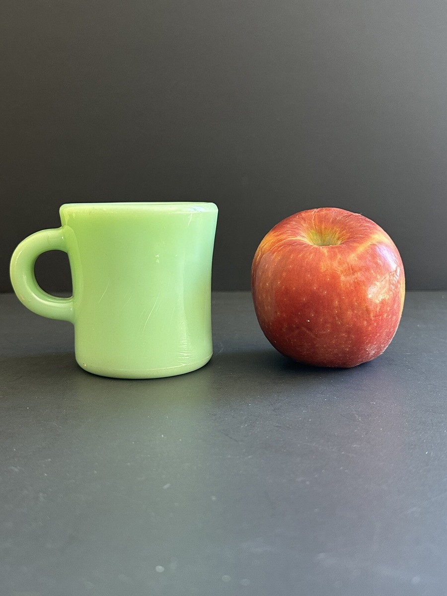 Vintage FIRE KING Jadeite Green Heavy C Handle Restaurant Mug Cup
