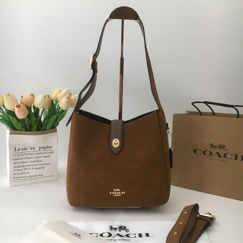 COACH Hadley Convertible Crossbody Bag Suede CW004 Siena Brown New Outlet #JAB
