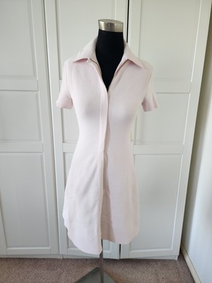 Scanlan theodore crepe knit zip shirt short dress in soft pink size small |  eBay UK
