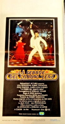 LA FEBBRE DEL SABATO SERA John Travolta locandina originale  33x70 prima ed.1978