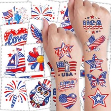 108 Pcs Glitter 4th of July Temporary Tattoos   Pre-Cut Waterproof Patriotic ...