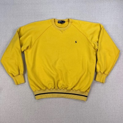 Vintage Polo Ralph Lauren V-Stitch Crewneck Sweatshirt Mens M Yellow Raglan 90s