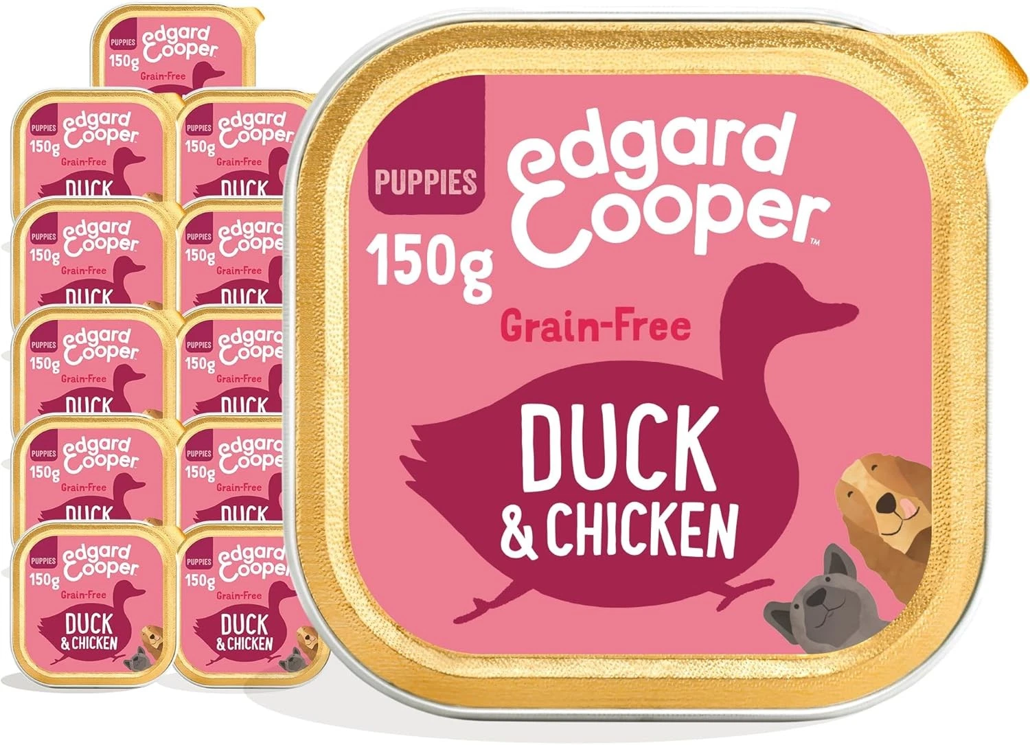 Edgard Cooper Puppy Grain-Free Wet Dog Food, Duck Chicken 11 x 150g, Natural Dog