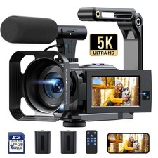 5K Video Camera Camcorder, 56MP Dual Lens Vlogging for YouTube, Black