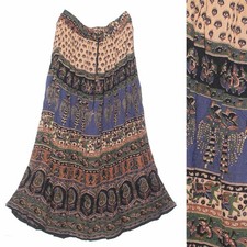 3X To 6X Plus Size Indian Ethnic Floral Maxi Skirt For Women Boho Retro Gypsy