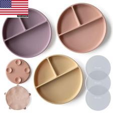 Suction Plates for Baby  100 Silicone Bpa-Free Baby Plates with Lids and Food