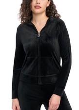 Juicy Couture Women's Velour Track Jacket Black Size Small