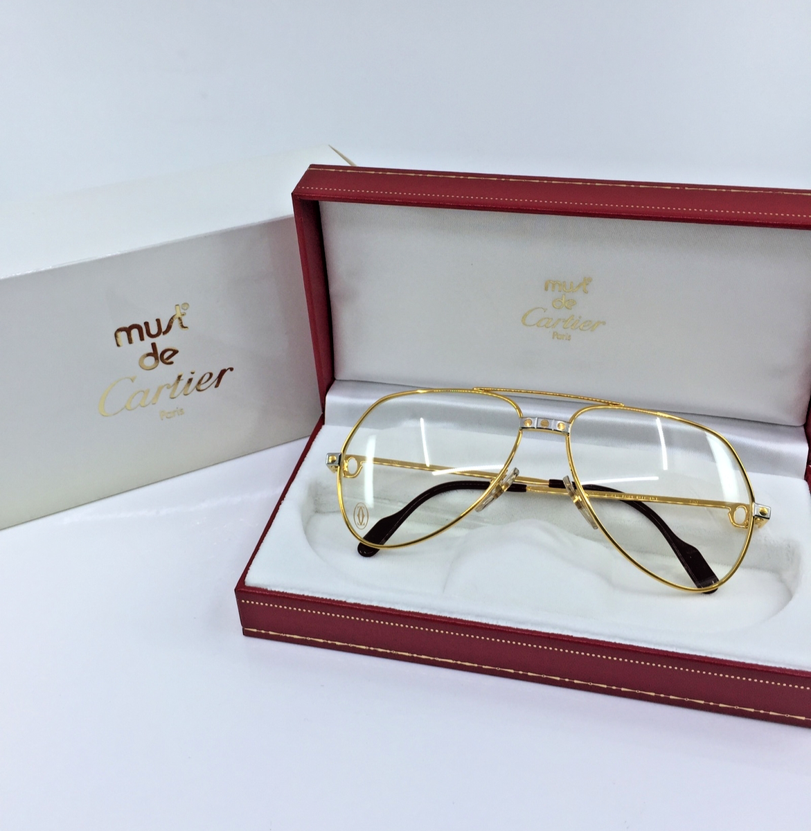 New Vintage Cartier Vendome Santos Aviator Eyeglasses 18K Gold