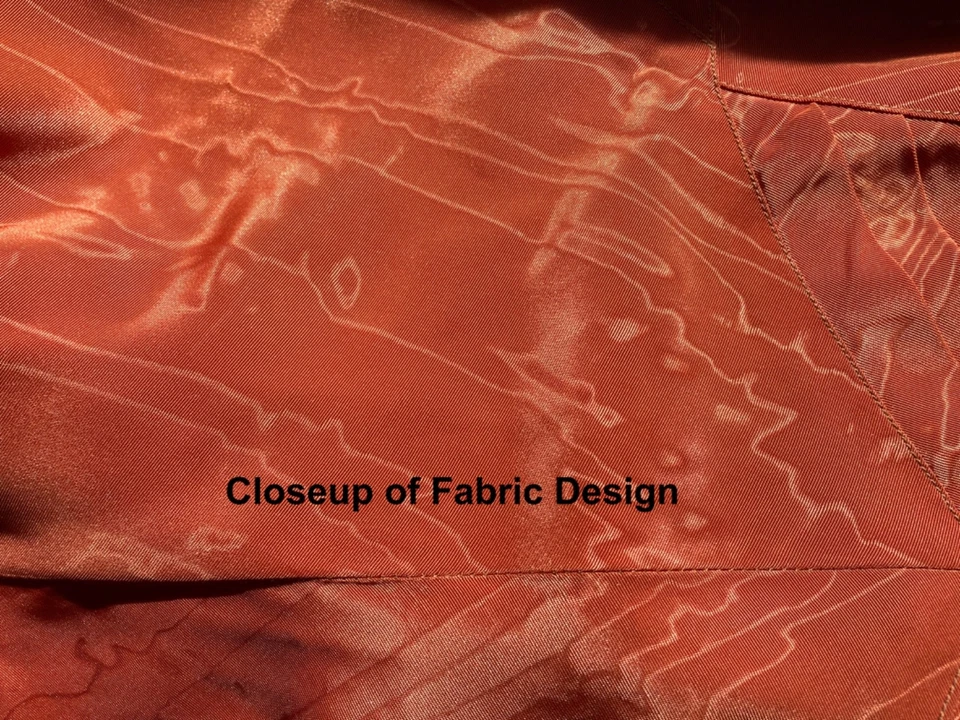 Vestido de Noche Halter Corte Sesgado Tafetán Naranja Moire Años 30 Largo Completo Hecho a Mano Foto 3 de 4