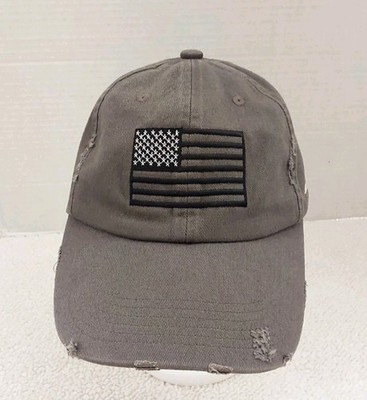 Rain Bird USA Flag Cap Trucker Hat Men's Adjustable Gray Patriotic 4th July