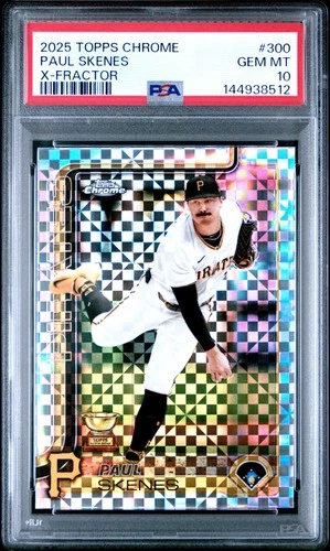 144938512 Paul Skenes 2025 Topps Chrome #300 X-Fractor PSA 10
