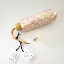 Mini Paraguas Coach CEF89 Protección UV Firma Compacto Plegable Rosa Tiza