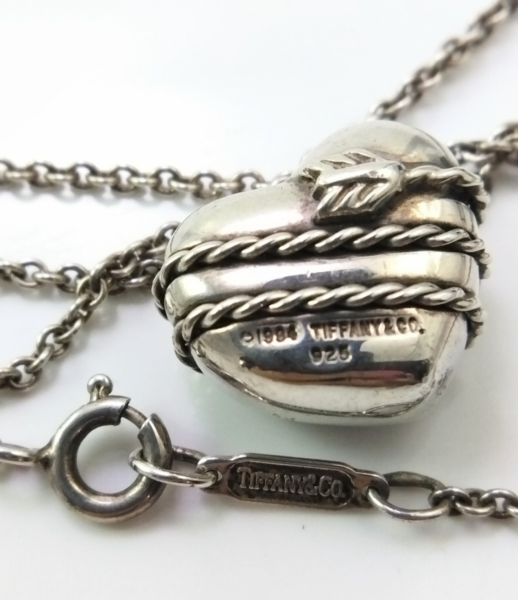 Tiffany & Co. 1994 Sterling Silver Cupid Arrow Puffy Heart Pendant