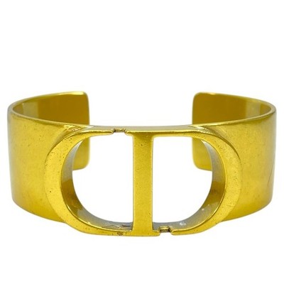Christian Dior Bracelet Bangle Accessory Jewelry Logo GP Gold #575