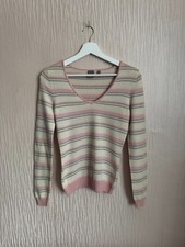 Tu women 100 cashmere multi striped jumper size uk8