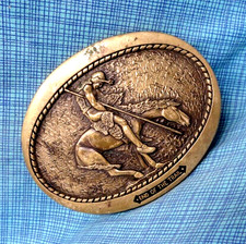 End Of The Trail Belt Buckle American Indian Vtg 70s Award Design Medals .SHY271
