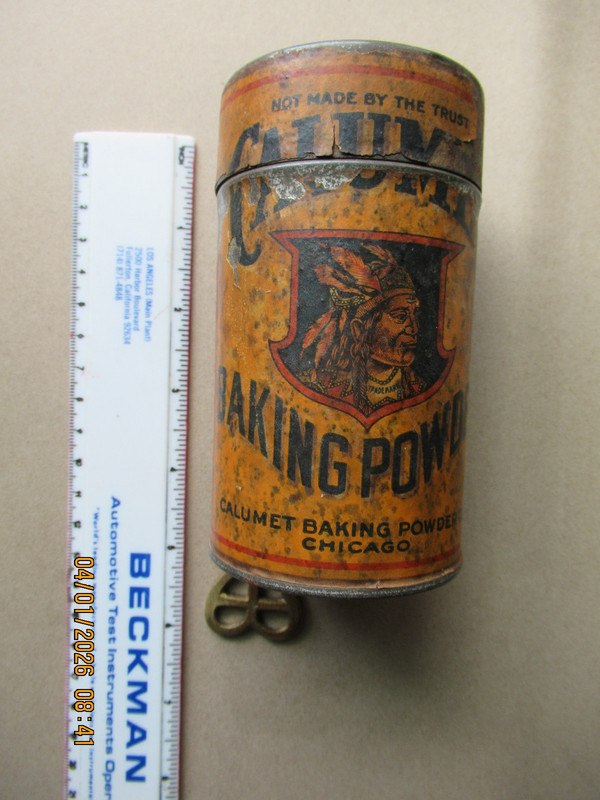 Baking Powder tin Calumet 9 oz very rare "Guarantee " historical paper label