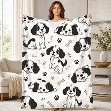 Minimalist Cartoon Puppy Coral Fleece Blanket Cute Dog Decor