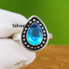 Blue Topaz Ring  925 Sterling Silver  Vintage Ring  Women's Ring  SZ 5-13