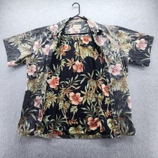 Cooke Street Honolulu Shirt Mens 2XL Black Floral Hawaiian Aloha Button Up