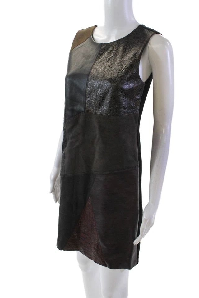 Vestido Lápiz Bailey 44 Para Mujer Cuero Gamuza Retazos Sin Mangas Marrón Talla S Foto 2 de 4