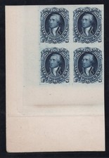 US 1861 SCOTT #47P3 GEORGE WASHINGTON 90 CENT PLATE PROOF BLOCK OF 4