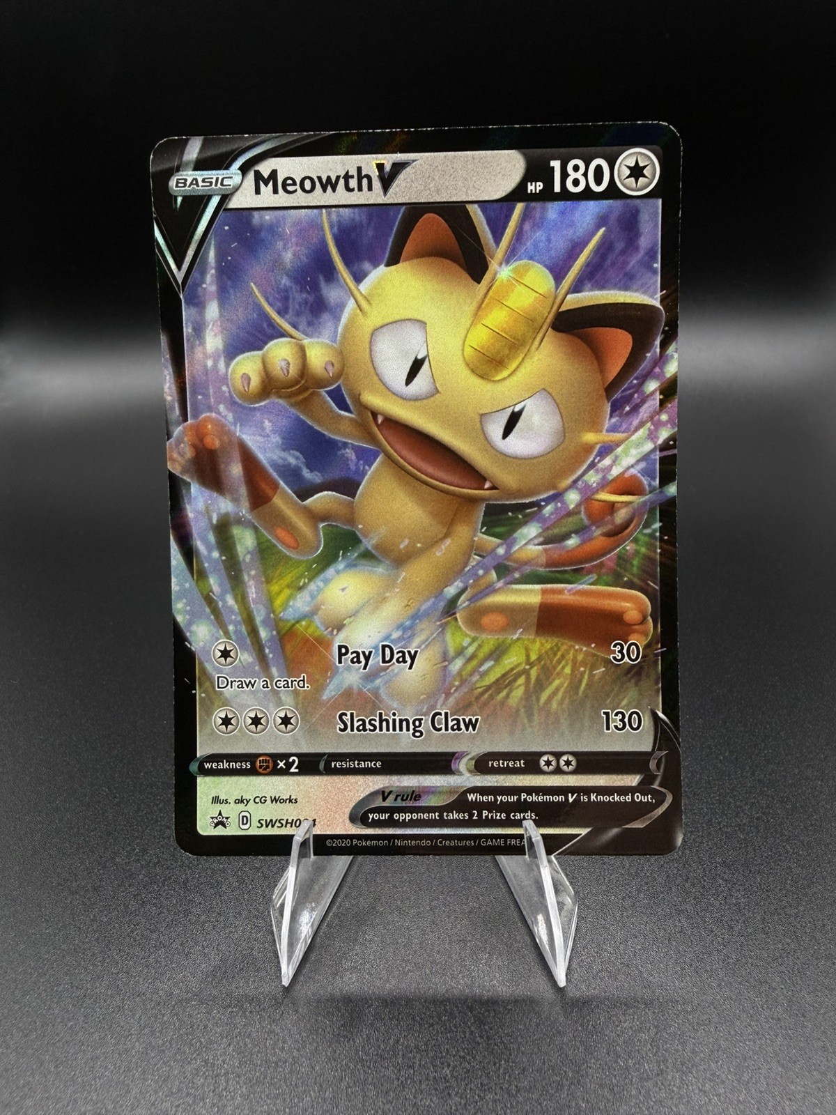 Pokemon Meowth V 028/S-P S-P Sword & Shield Promos Holo 180 HP