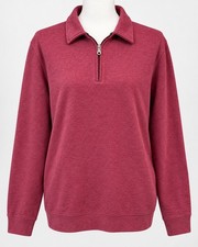 Croft  Barrow Men  s Large Burgundy 1/4 Zip Fleece Pullover Easy Care