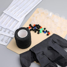 2PCS Hand Poke Stick Tattoo Kit with Ink Gloves Needles DIY Set
