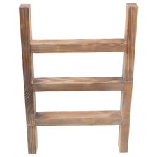 Compact Rustic Wood Towel Holder Bathroom Ladder Rack for Tea Towels
