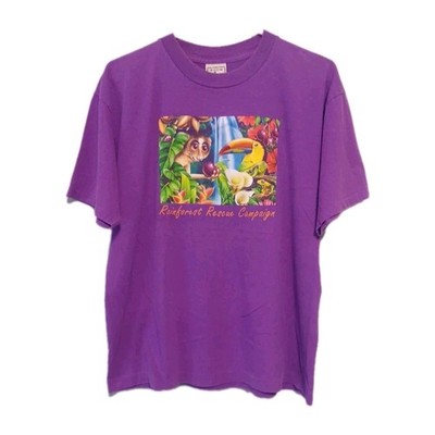 VINTAGE Rainforest Rescue Campaign Purple T-shirt Size Large Used As-Is 