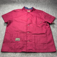 NEW Industry Line XXL Mens Burgundy Canvas Chefs Coat Shirt Pockets 649515