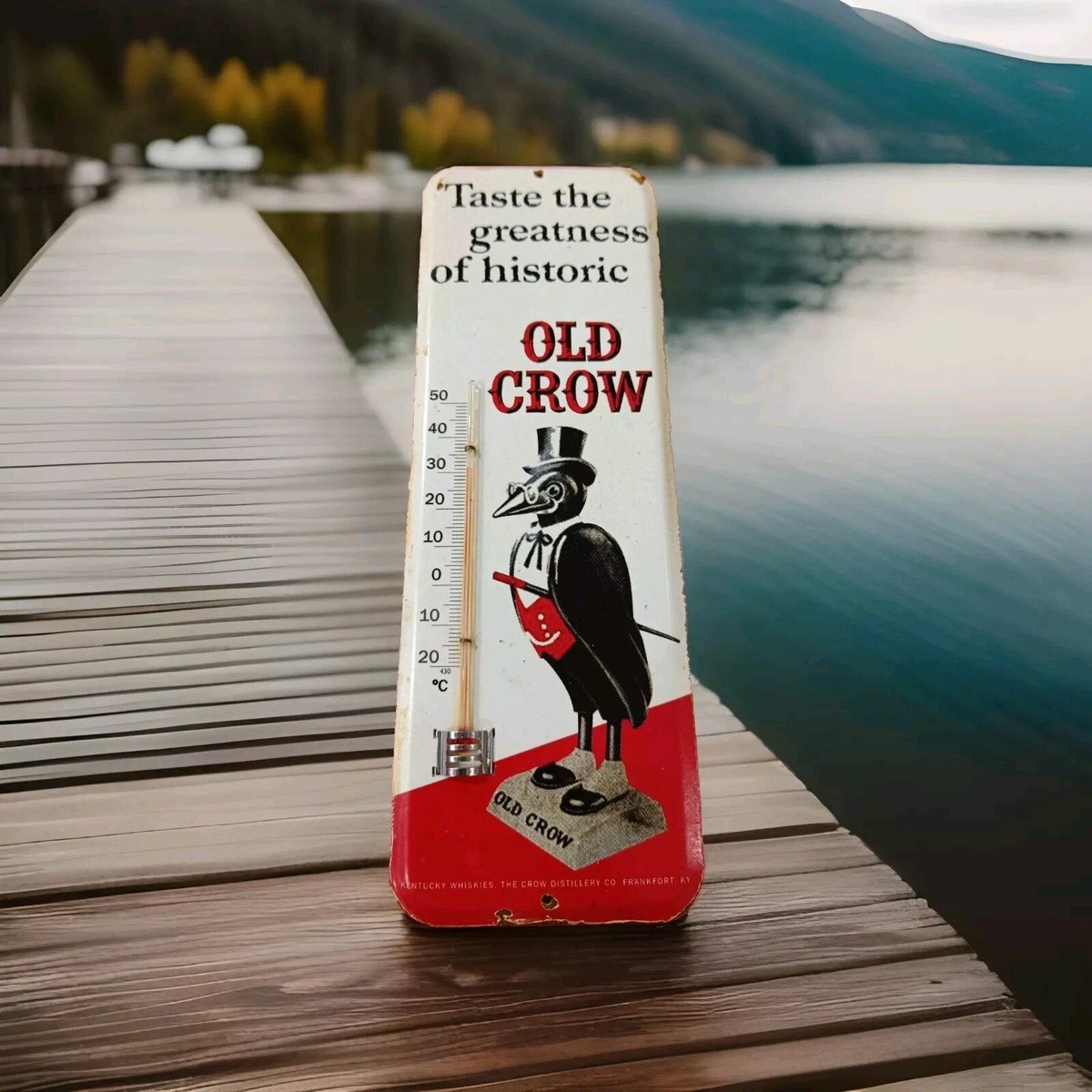 小物 OLD CROW Vintage OLD CROW Thermometer Tin merchandise 1950 No Porcelain | eBay