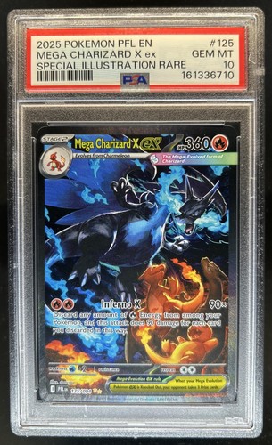 2025 Pokemon PFL Mega Charizard X ex Special Illustration Rare #125/094 PSA 10