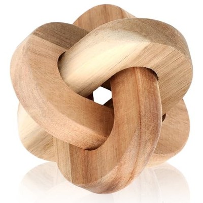3 Link Wood Knot Decor - Hand Carved Coffee Table Decoration, Wooden Classic