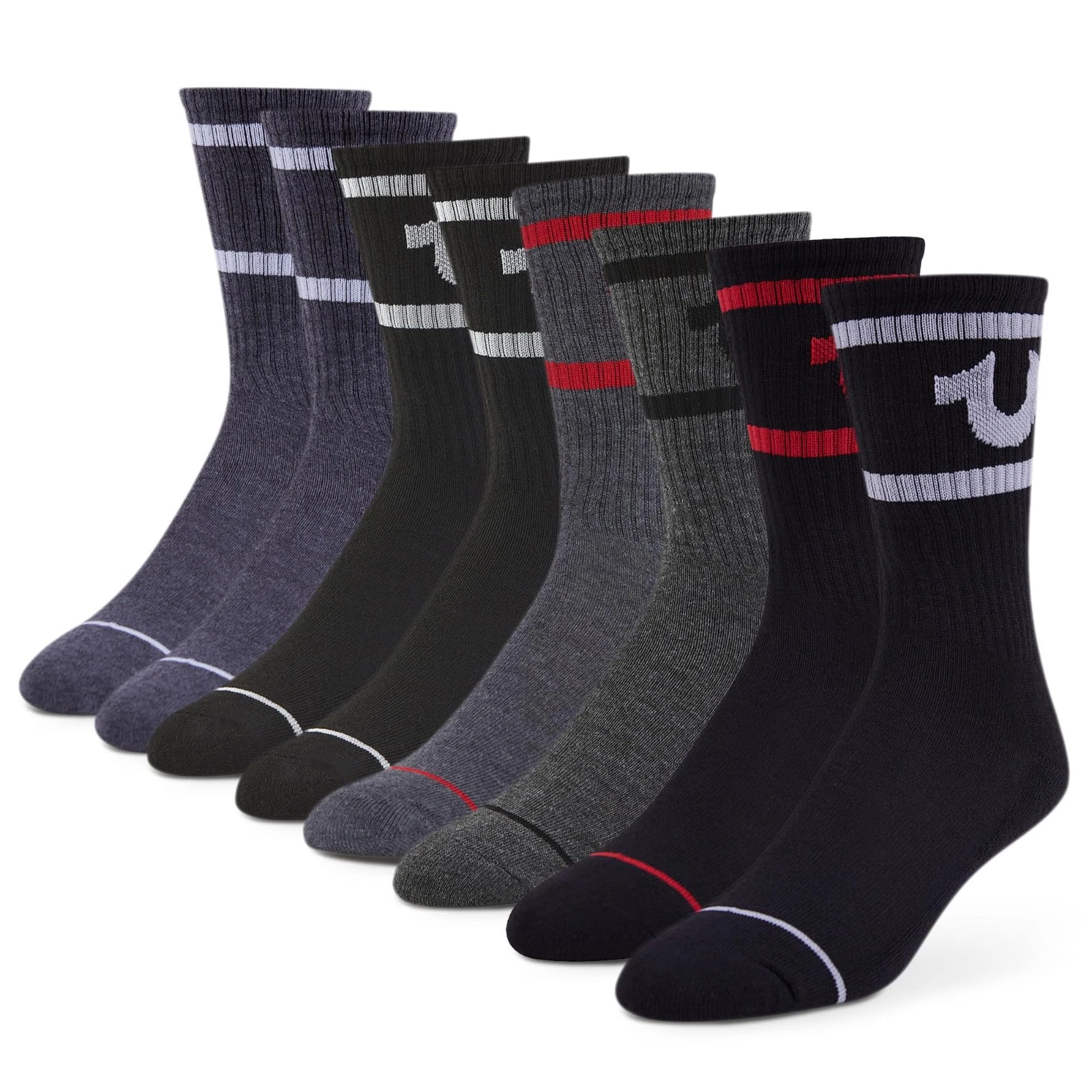 Mens 8 Pairs Crew Socks for Men Premium Athletic Men's Socks, Shoe Size 8-12