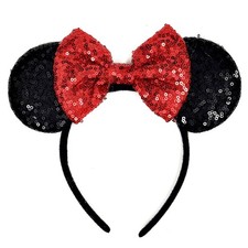 Mouse Ears Headbands Women Groups Shiny Bows Birthday Theme Party Red One Size