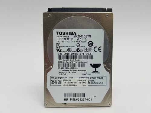 Los Von 2 Toshiba MK5061GSYN HDD2F22 500GB 2.5" SATA II Laptop Festplatte