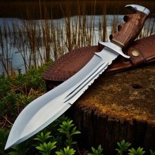 19 Handmade Large Tactical Bowie Knife Carbon Steel w/ Leather Sheath Blade