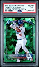 2025 Bowman Chrome SAPPHIRE 1st Prospects Eduardo Quintero Green /99 PSA 9