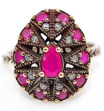 Ottoman Empire Style 3CT Treated Ruby 925 Sterling Silver Ring Sz 7 